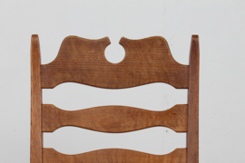 Danish Henning Kjærnulf 2 High Razor Blade Chairs. Made of Solid Oak with New Sheep skin. Danish Modern 1970s.