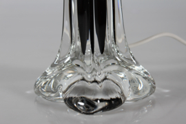 Paul Kedelv Slender Table Lamp, Dark Purple Core in Clear Glass, Art Crystal Flygsfors 1960s Mid-century Modern Sweden