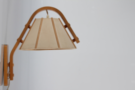 Scandinavian Modern Aneta Wall Lamp by Jan Wickelgren Beech Wood, Sweden 1970s Vintage Lightning