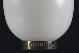 Rare Bent Karlby China Pendant with Stripes Made of Opaline Glass by Lyfa 1960s Danish Modern Lightning