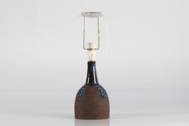 Brutalist Danish Brown and Blue Ceramic Table Lamp by Sejer Ceramic with New Shade 1970s