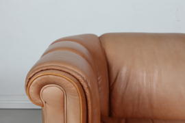 Vintage Chesterfield Sofa/Couch. Frame of Mahogany and Upholstered with Cognac Colored Leather, 1970s Vintage Danish Furniture.