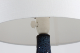 Brutalist Danish Brown and Blue Ceramic Table Lamp by Sejer Ceramic with New Shade 1970s