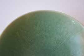 Saxbo Eva Stæhr Nielsen Attributed Denmark  Bowl with Green Glaze Grass & Bird Motif Danish Mid-century Pottery