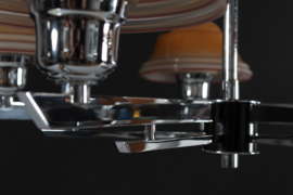 Art Deco Chandelier 5-armed with Handmade Shades by Fog & Mørup Denmark 1940s