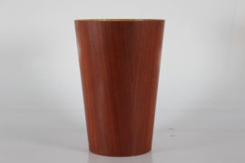 Martin Aberg Conical Wastepaper Basket of Teak Veneer Servex Sweden Tall Version