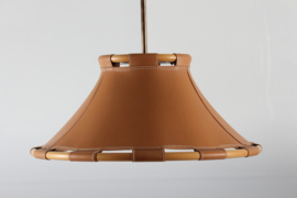 Scandinavian Modern "Anna" Pendant Bamboo and Leather Atelje Lyktan Sweden, 1970s Mid-century.