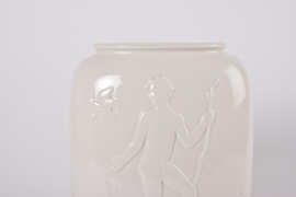 Danish Art Deco Royal Copenhagen Vase Blanc de Chine Naked Man & Woman by Hans Henrik Hansen, 1940s