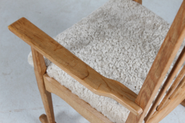 Razor Blade Henning Kjærnulf Rocking Chair by EG Møbler Solid Oak with New Sheepskin. Danish Modern.