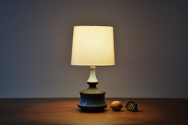 Danish Sculptural Table Lamp Blue Brown Glazed & Unglazed, by Helge Bjufstrøm, Modern Ceramic 1960s - 1970s