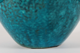 Herman A. Kähler Art Deco Floor Vase with Speckled Turquoise Glaze, HAK Denmark 1930.