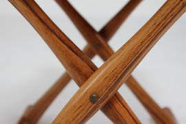 Ole Wanscher Egyptian Stool Model PJ-2000 of Rosewood, Seat of Cognac Colored Leather by Danish PJ Møbler in 2003.