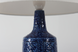 Danish Artistic Palshus Tall Cobalt Blue Table Lamp 1960s with New Lampshade, Mid-century Modern.
