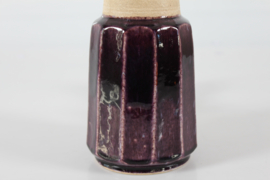 Herman A. Kähler Table Lamp with Dark Purple Glaze and New Shade, Mid-century Denmark 1960s.