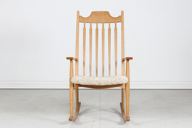 Razor Blade Henning Kjærnulf Rocking Chair by EG Møbler Solid Oak with New Sheepskin. Danish Modern.