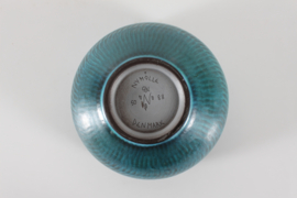 Gunnar Nylund Decorative Bowl by Nymølle, Turquoise-Blue Glaze 1960s. Danish Mid-century Ceramic