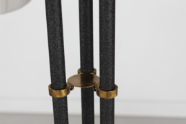 Josef Frank Style 3-Armed Floor Lamp of Brass and Black Lacquered Metal 1950s
