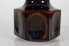 Søholm Sculptural Stoneware Table Lamp with Glossy Dark Glaze by Einar Johansen. Vintage Danish Lightning
