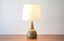 Incl New Lampshade PALSHUS Table Lamp Olive Green / Khaki Haresfur Glaze Danish Mid-century Ceramic Lighting