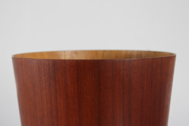 Martin Aberg Conical Wastepaper Basket of Teak Veneer Servex Sweden Tall Version