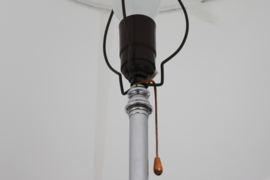 Danish Art Deco Floor Lamp 1930s of Crome Metal and Dark Wood with New Shade. Danish Mid-century Lightning