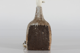 Danish Brutalist by Artist Sejer Ceramic Table Lamp with Brown Glaze + New Shade. Mid-century Ceramics, Unica 1970s.