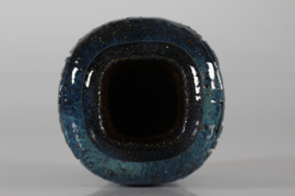Artistic Vase by Danish Sejer Ceramic Studio Brutalist Style Pottery, Rustic with Blue Glaze 1970s. Danish Modern Ceramics.