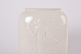 Danish Art Deco Royal Copenhagen Vase Blanc de Chine Naked Man & Woman by Hans Henrik Hansen, 1940s