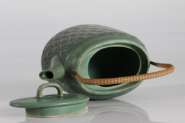 RARE and EARLY "Relief" Teapot by Danish Jens Harald Quistgaad IHQ, Stoneware with Green Glaze,1960s