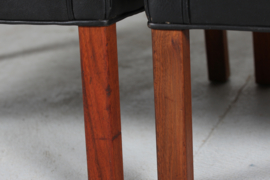 Børge Mogensen Pair of Chairs Model no. 2204 with Black Leather by Fredericia Stolefabrik. Danish Modern Design Classic.