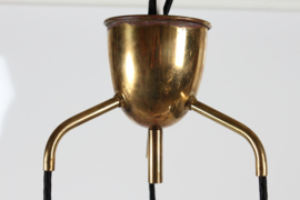 Vintage Bent Karlby 3-Cone Chandelier with Red Lacquer Made by Lyfa in Denmarkk, 1950s