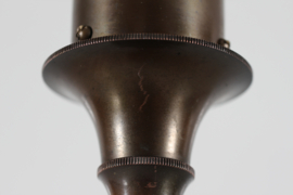 Sold - Danish Art Deco Table Lamp, Patinated Brass with Shades of White Opaline Glass, Fog & Mørup 1940s. Danish Lightning