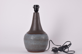 Tall! Einar Johansen for Søholm Denmark Table Lamp Dark Brown & Blue with Textured Dotted Surface, Model 3084, Danish Modern Ceramic 1960s