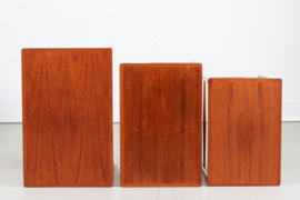 Danish Kaj Winding Nesting Tables of Teak by P. J. Furniture 1960s. Mid-century Modern.