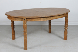 SOLD - 1970s Danish Oval Extendable Dining Table of Oak in Henning  Kjærnulf Style, Mid-century Modern Brutalist
