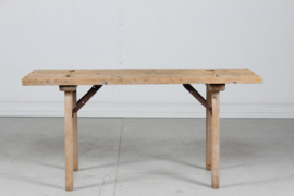 Scandinavian Wabi Sabi Rustic Bench/ Side Table Made Early 20th Century of Pine Wood