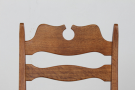 Danish Henning Kjærnulf 2 High Razor Blade Chairs. Made of Solid Oak with New Sheep skin. Danish Modern 1970s.