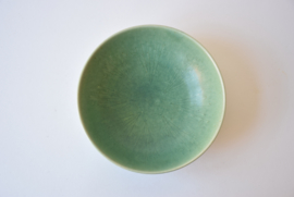 Saxbo Eva Stæhr Nielsen Attributed Denmark  Bowl with Green Glaze Grass & Bird Motif Danish Mid-century Pottery