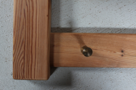 1970s Swedish Brutalist Hall Shelf by Glas Mäster Markaryd, Solid Pine with Brass Hooks, Scandinavian Modern