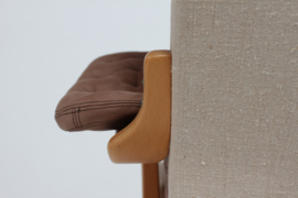 SOLD - Bruno Mathsson Pernilla Lounge Chair incl. Stool of Chocolate Coloured Leather for Dux 1970s. Scandinavian Modern.