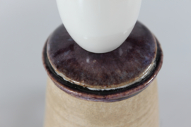Herman A. Kähler Table Lamp with Dark Purple Glaze and New Shade, Mid-century Denmark 1960s.