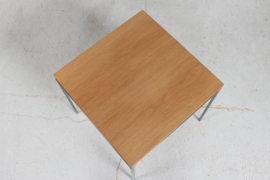 Vintage Knud Joos Side Table of Oak and Steel with Floating Table Top by Jason Møbler Denmark. Danish Furniture Design.
