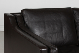 Børge Mogensen Sofa no. 2212 Dark Mocha Leather by Fredericia Stolefabrik, 1970s. Danish Mid-century Design Classic.