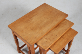 SOLD - Danish Henning Kjærnulf Style Set of Nesting Tables of Solid Oak, 1970s. Vintage Danish Furniture