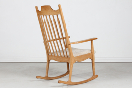 Razor Blade Henning Kjærnulf Rocking Chair by EG Møbler Solid Oak with New Sheepskin. Danish Modern.