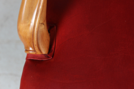 Pair Danish Rococo Armchairs of Walnut and Red Aniline Leather from ca. 1880