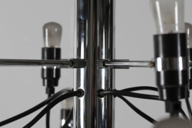 Large Gino Sarfatti 30 Armed Chrome Chandelier Model 2097 Made by Flos, 1980s