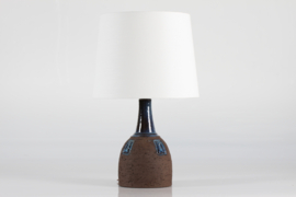 Brutalist Danish Brown and Blue Ceramic Table Lamp by Sejer Ceramic with New Shade 1970s