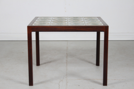 Danish Modern Square Coffee Table of Dark Wood with Royal Copenhagen Tiles, 1960s