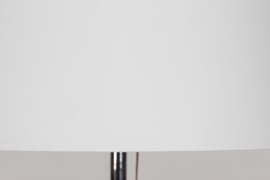Danish Art Deco Floor Lamp 1930s of Crome Metal and Dark Wood with New Shade. Danish Mid-century Lightning